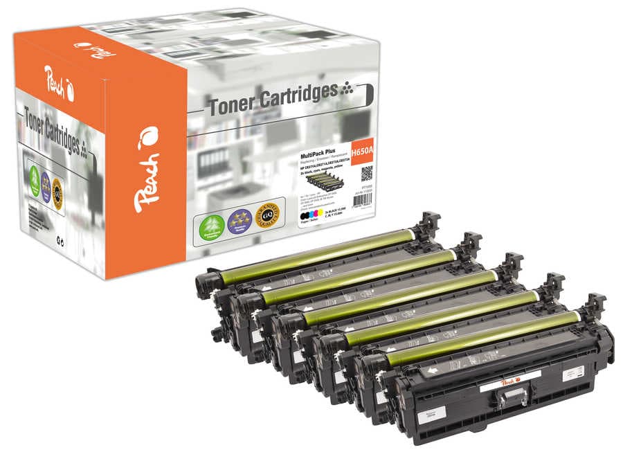 Peach HP 507 A 4 Toner (bk, c/m/y) ersetzt HP No. 507A, CE400A, CE401A, CE402A, CE403A für z.B. HP LaserJet Enterprise 500 color M 551 dn